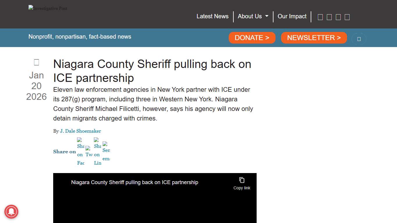 Niagara County Sheriff says he's pulling back on ICE partnership : Investigative Post